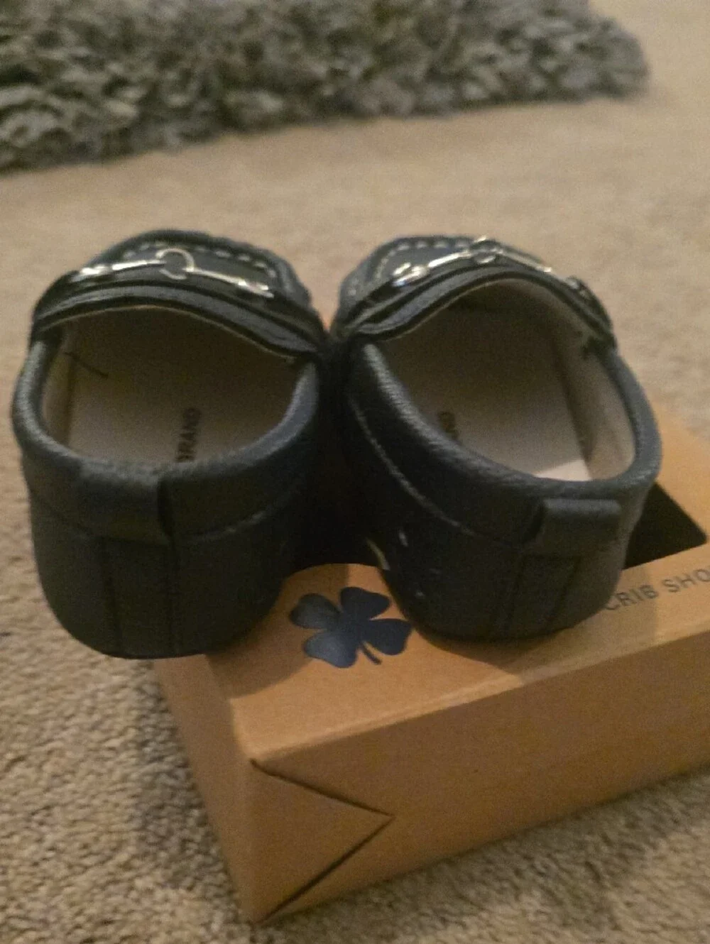 Lucky Brand Navy Blue/Silver Infant Crib Shoes with Silver Hardware